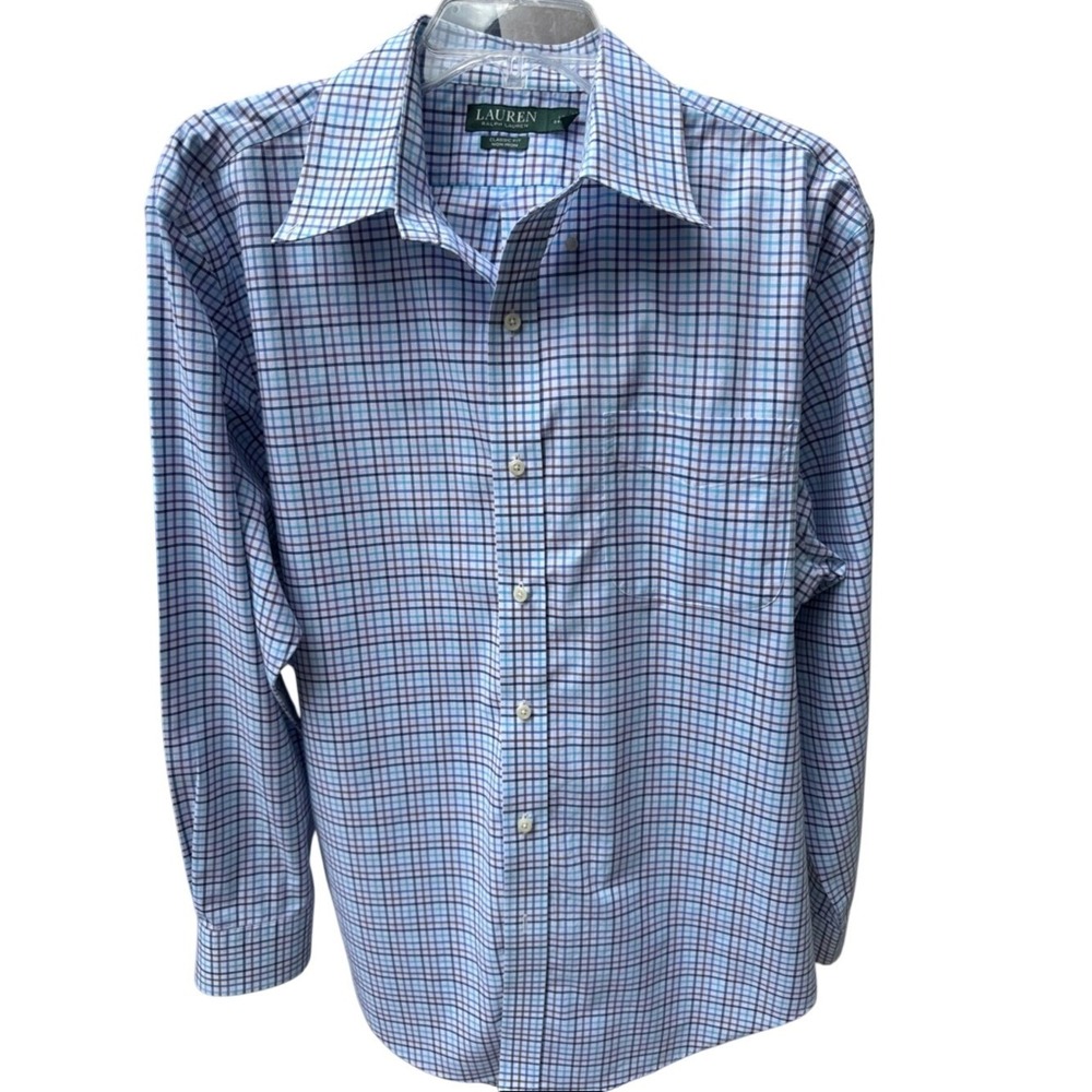 LAUREN. Ralph Lauren Plaid Dress Shirt - Blue & Purple. Classic fit.17 34/35.